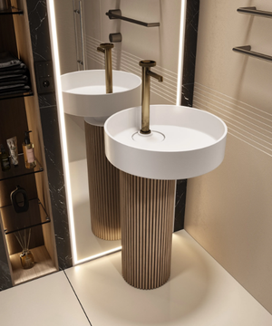 TOWER OYSTER - Freestanding single Solid Surface washbasin by MOMA Design - view 3